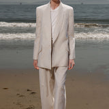 Zelda Blazer - Cream Ticking Stripe - Heidi Merrick