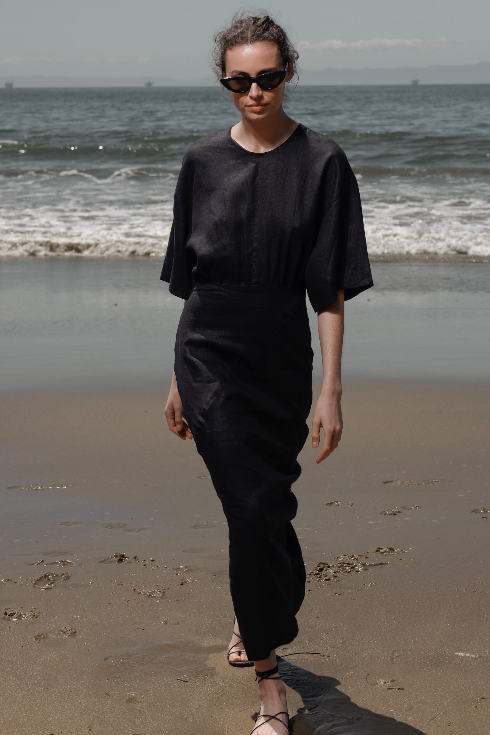 Fauna Dress - Black Linen - Heidi Merrick