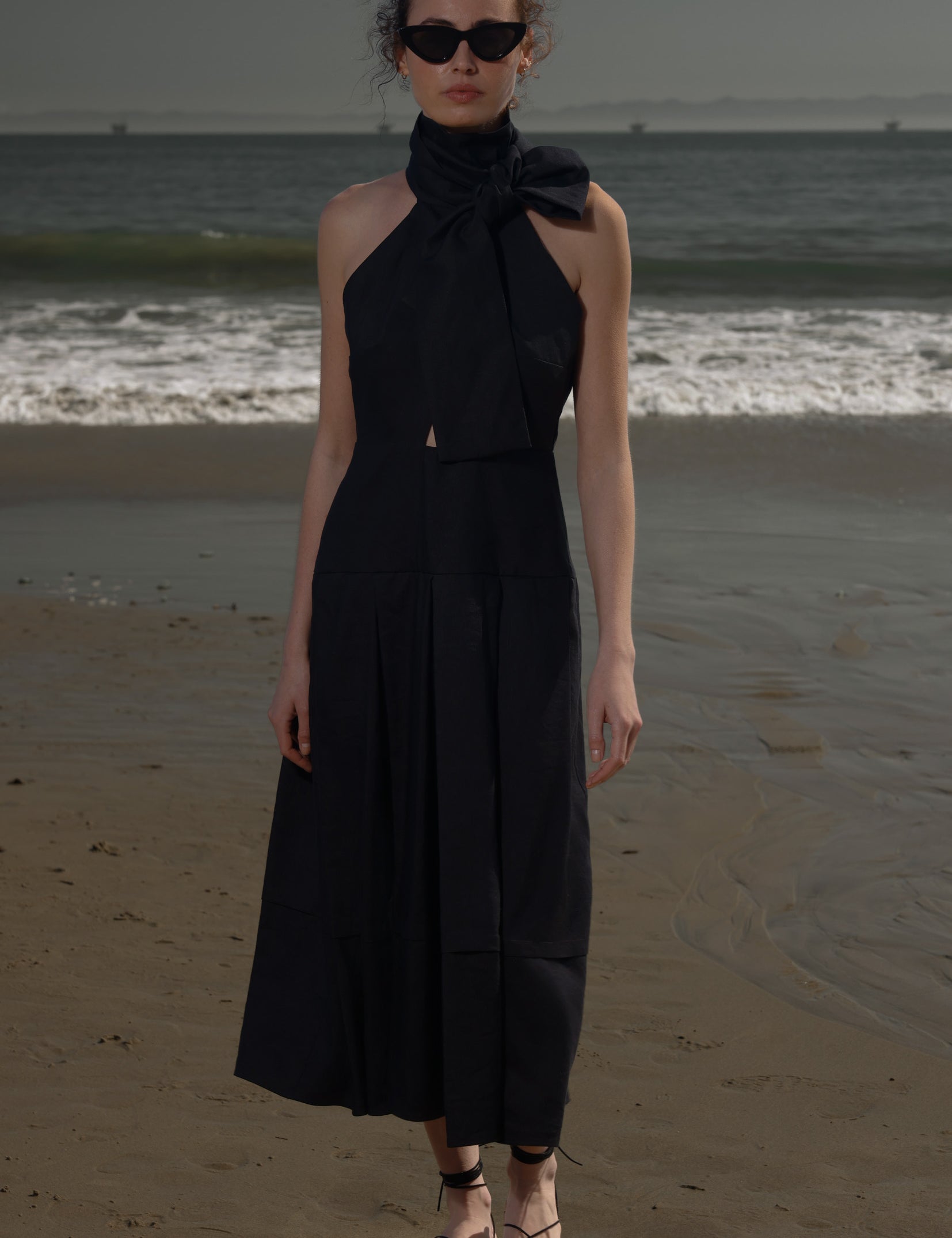 Ginger Dress - Noir Silk & Hemp - Heidi Merrick