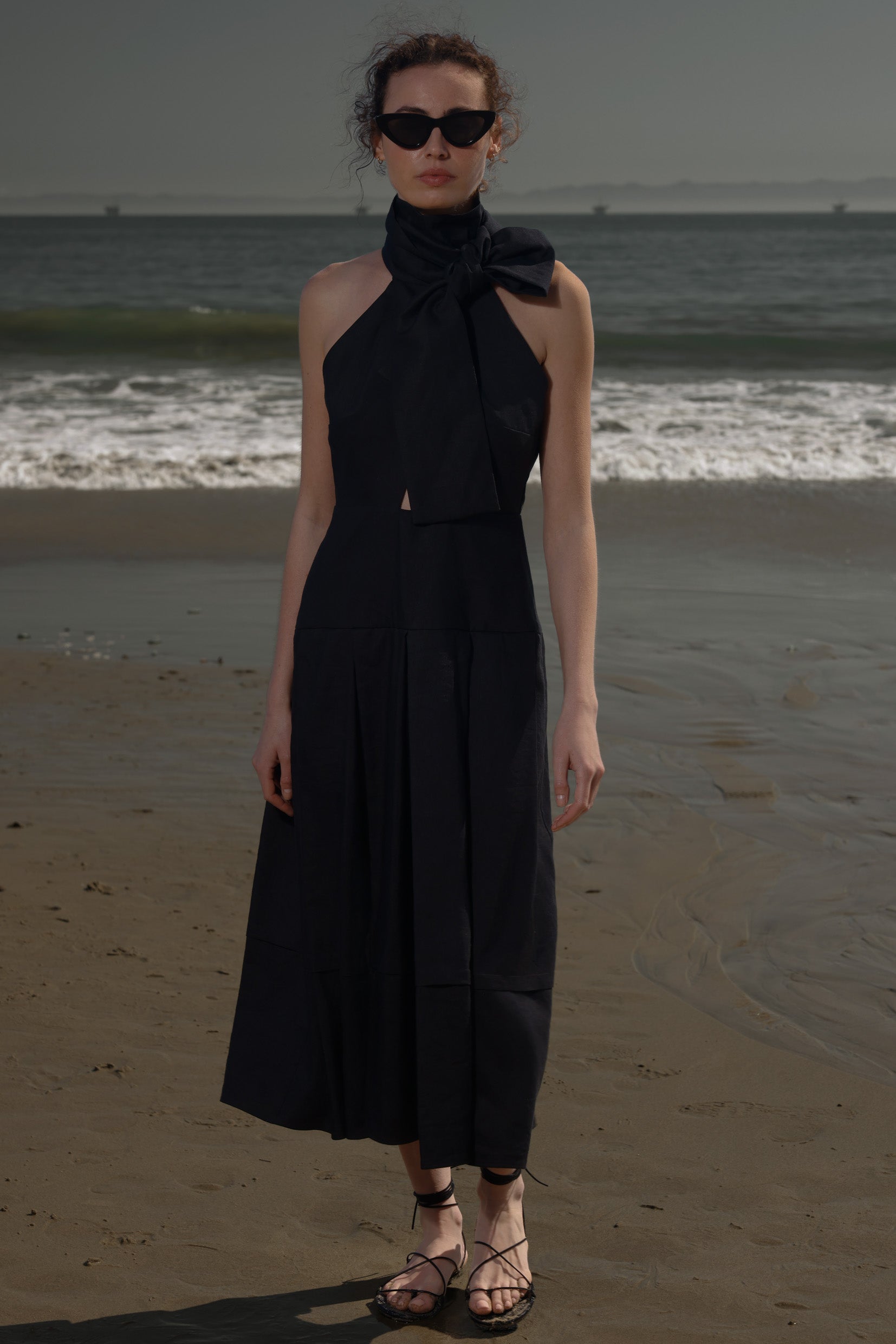 Ginger Dress - Noir Silk & Hemp - Heidi Merrick