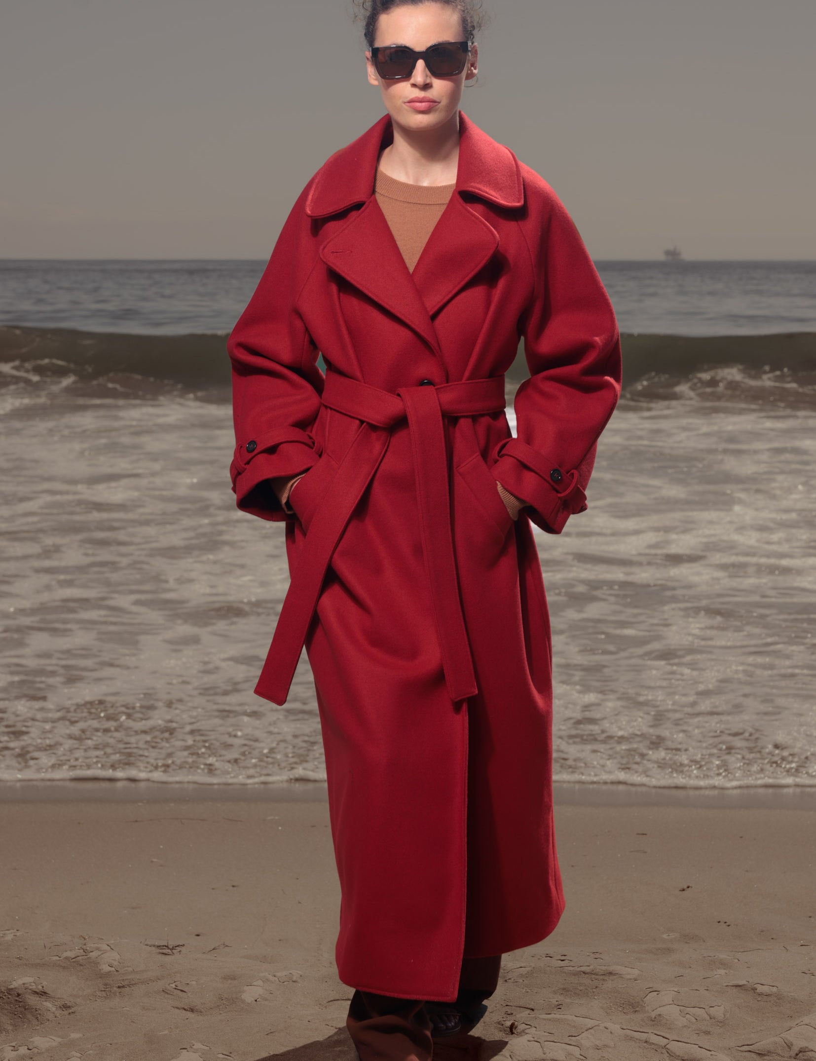 Fog Coat - Maroon Red Wool - Heidi Merrick