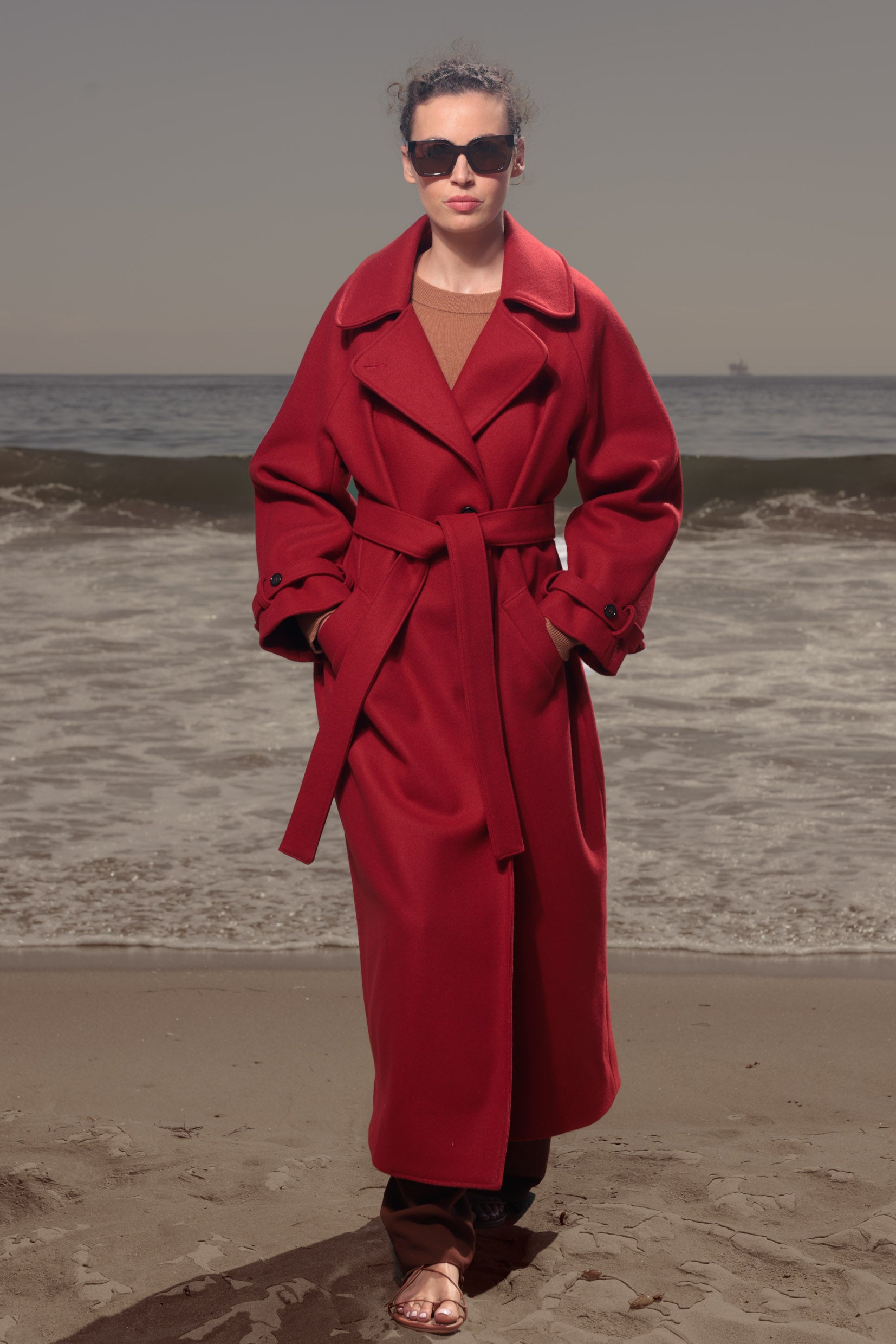 Fog Coat - Maroon Red Wool - Heidi Merrick