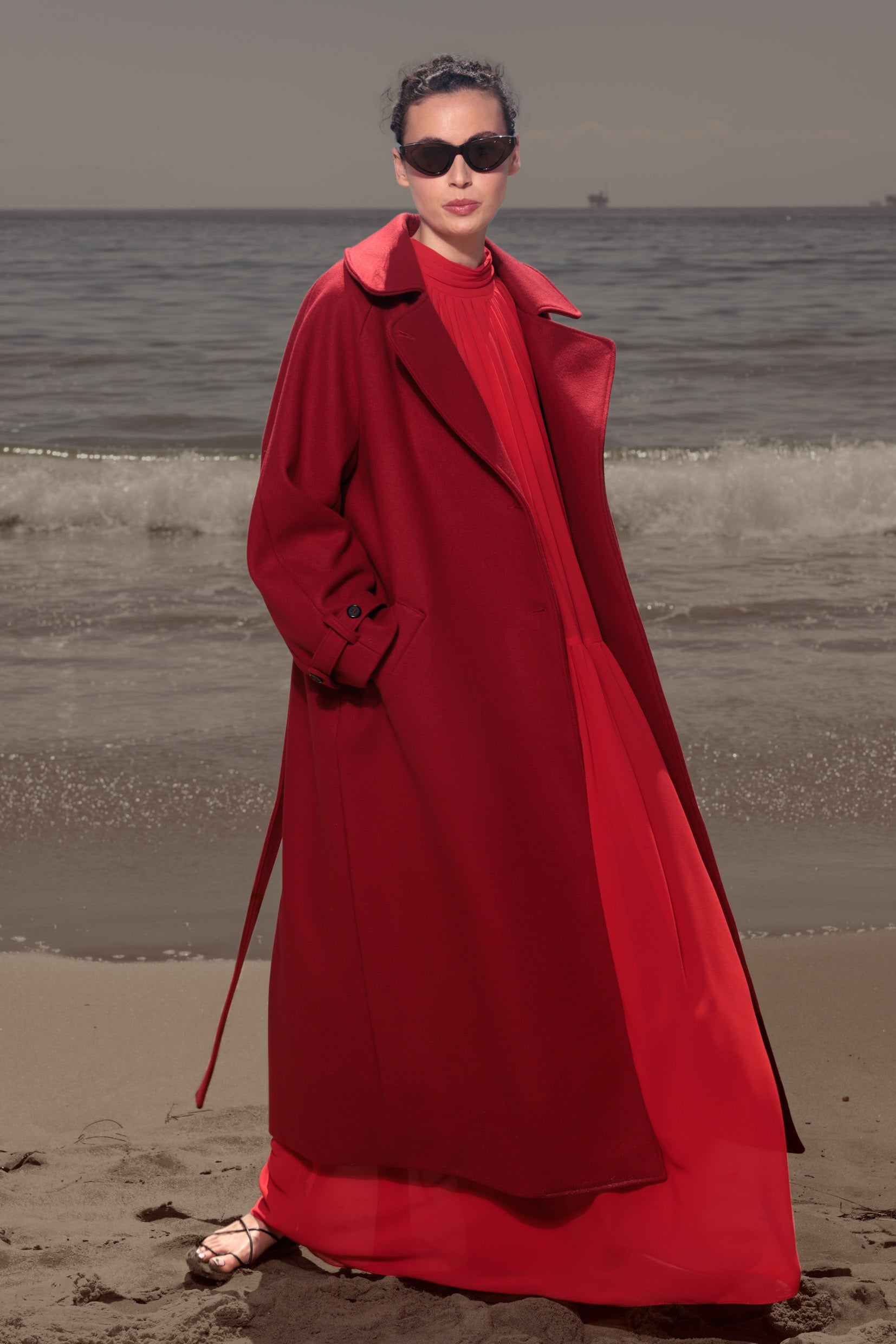 Fog Coat - Maroon Red Wool - Heidi Merrick