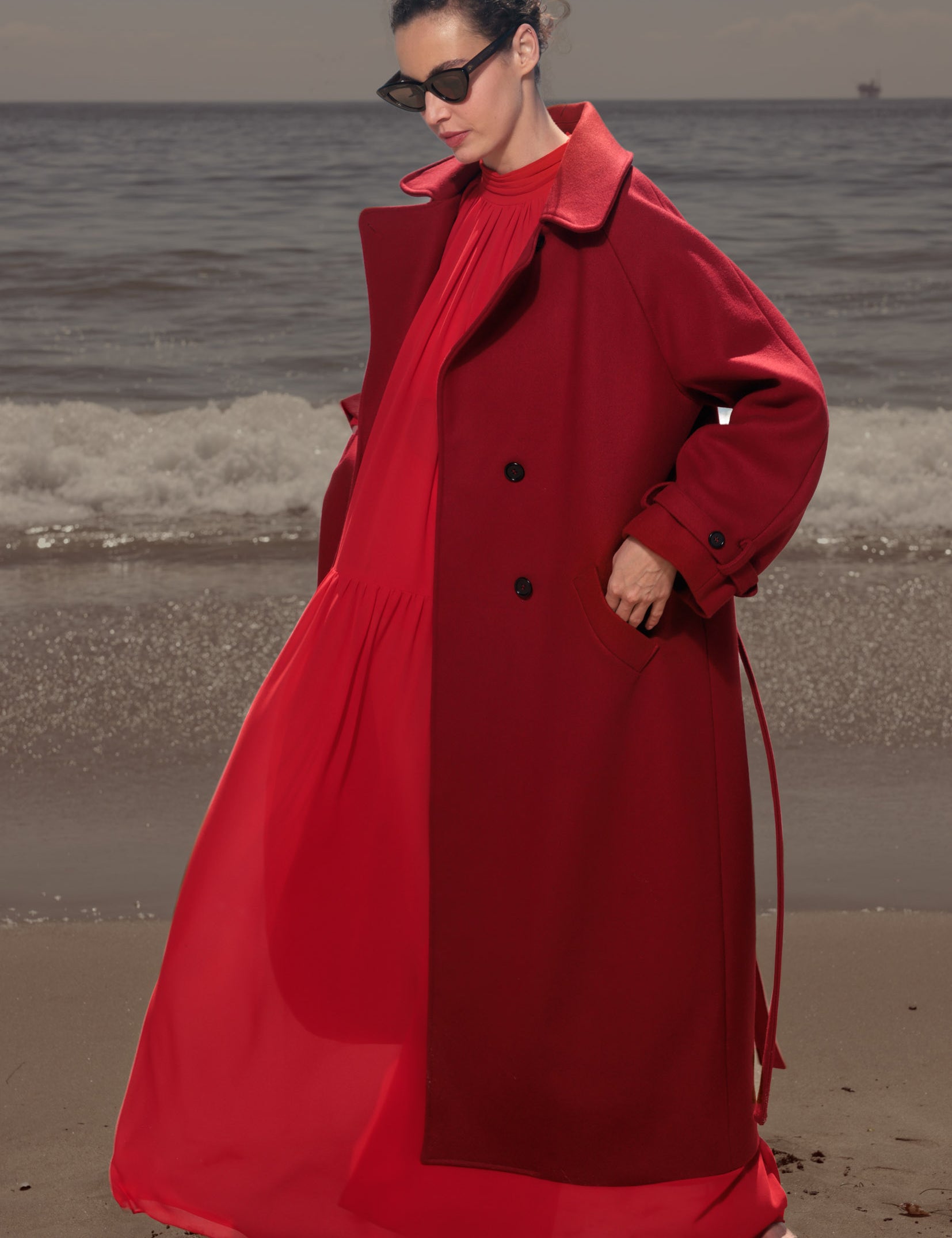 Fog Coat - Maroon Red Wool - Heidi Merrick