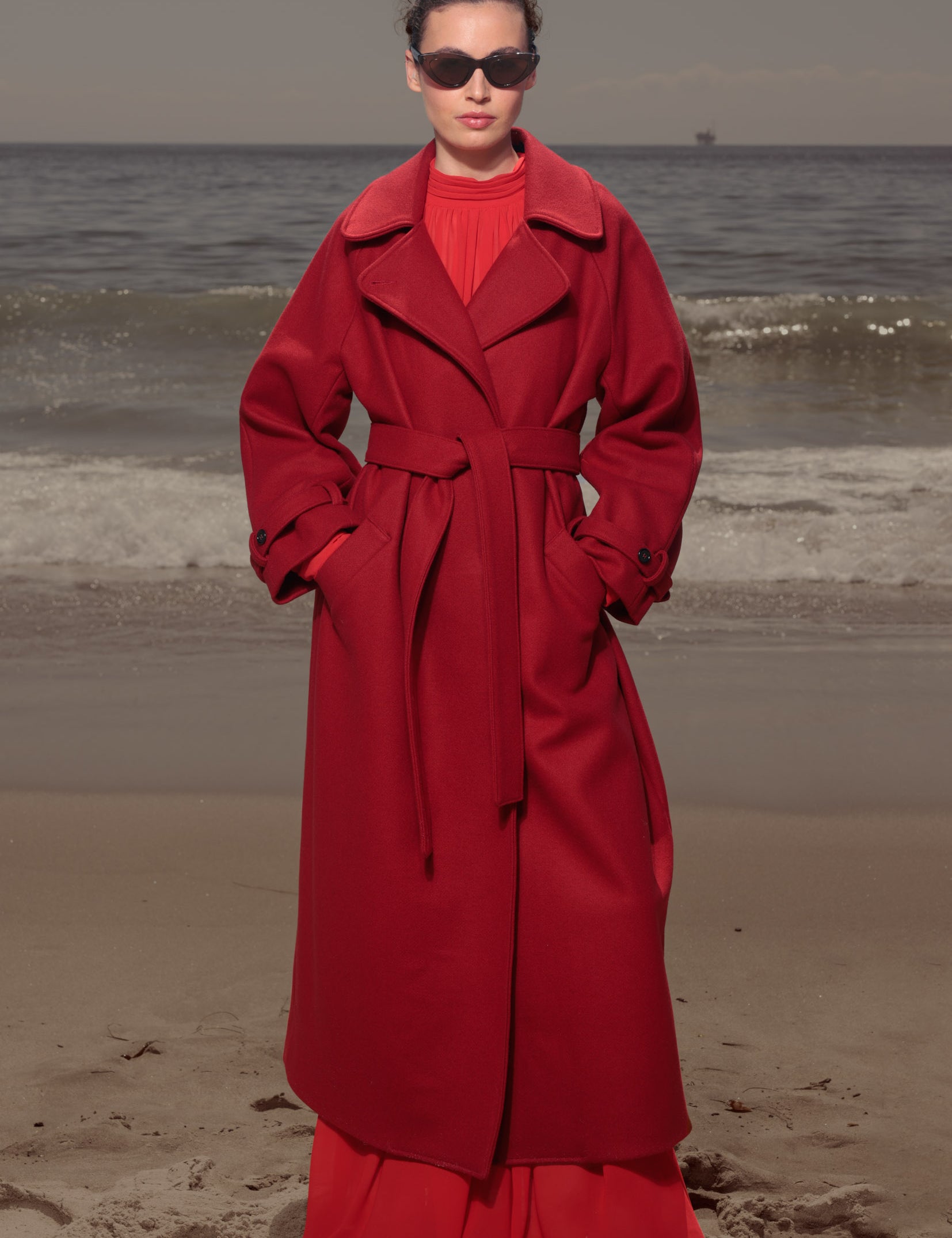 Fog Coat - Maroon Red Wool - Heidi Merrick