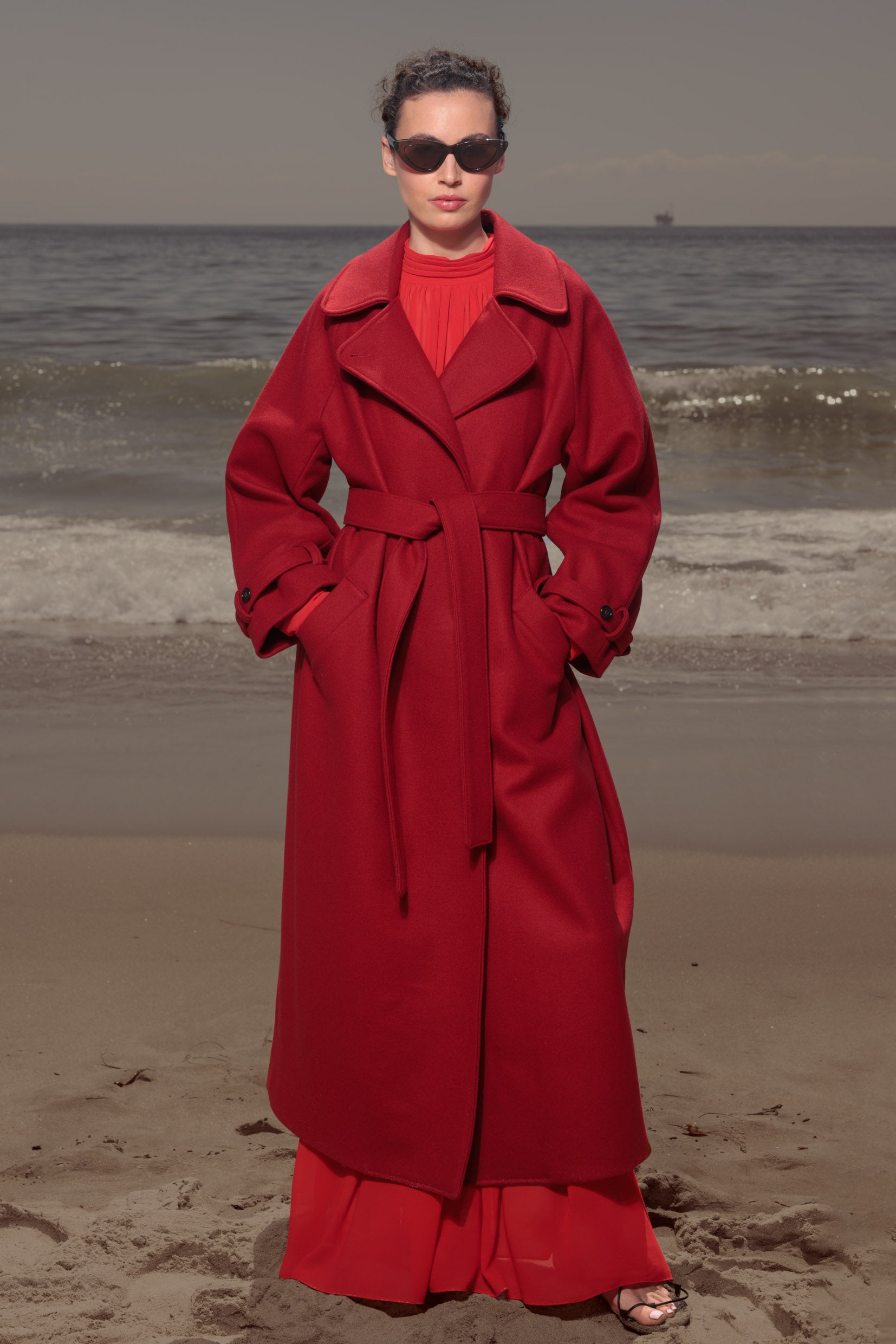 Fog Coat - Maroon Red Wool - Heidi Merrick