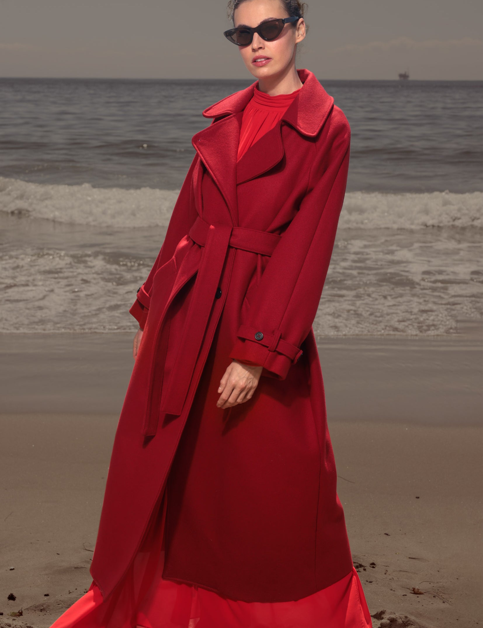Fog Coat - Maroon Red Wool - Heidi Merrick