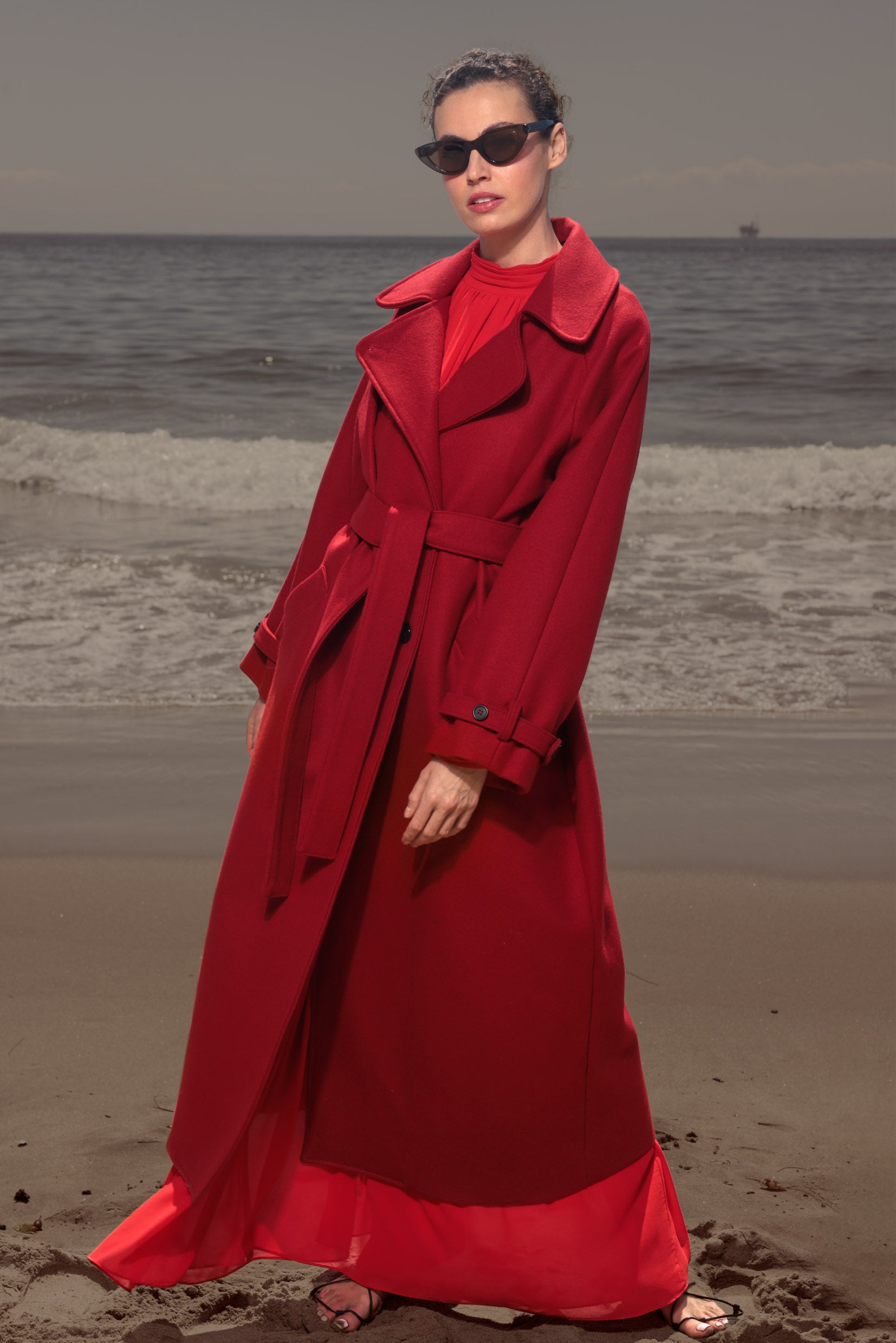 Fog Coat - Maroon Red Wool - Heidi Merrick