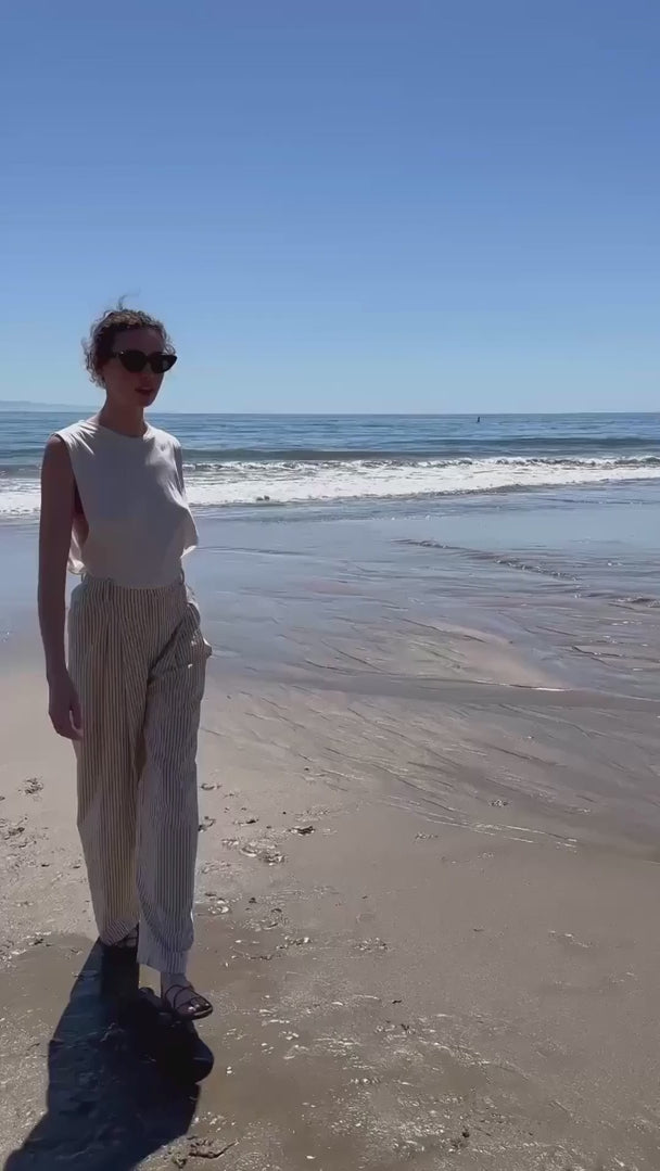 Chaplin Pant - Cream Ticking Stripe - Heidi Merrick