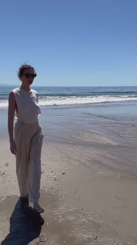 Chaplin Pant - Cream Ticking Stripe - Heidi Merrick