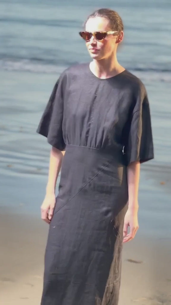 Fauna Dress - Black Linen - video - Heidi Merrick