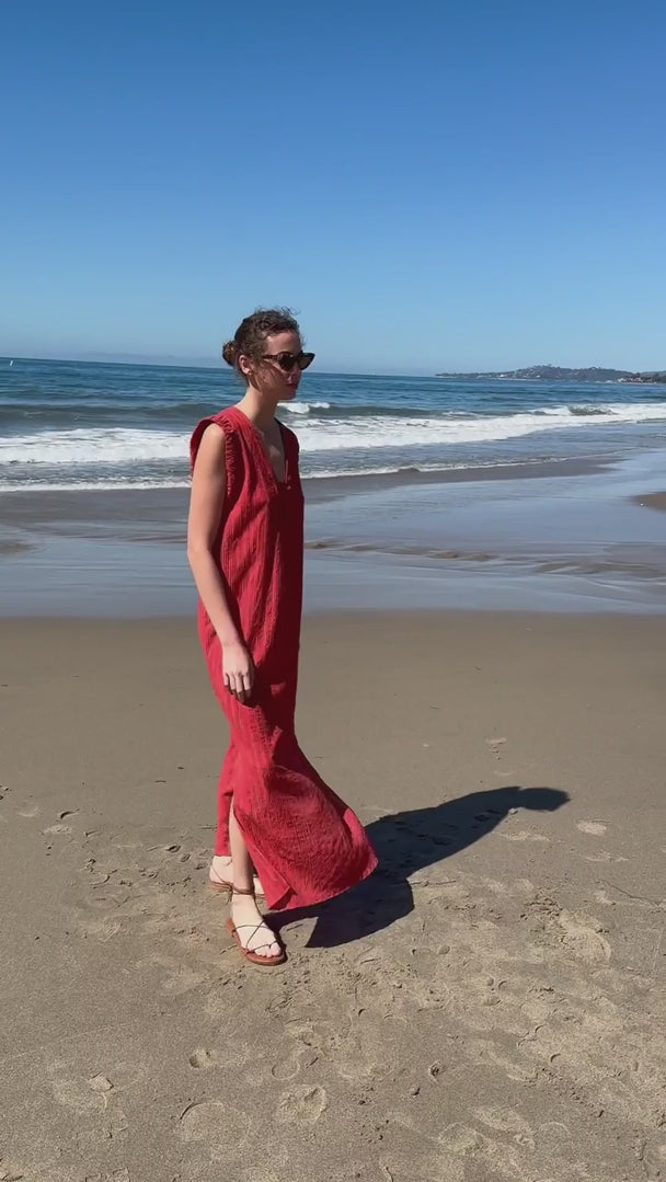 Prose Kaftan - Vermilion Lurex Gauze - video - Heidi Merrick
