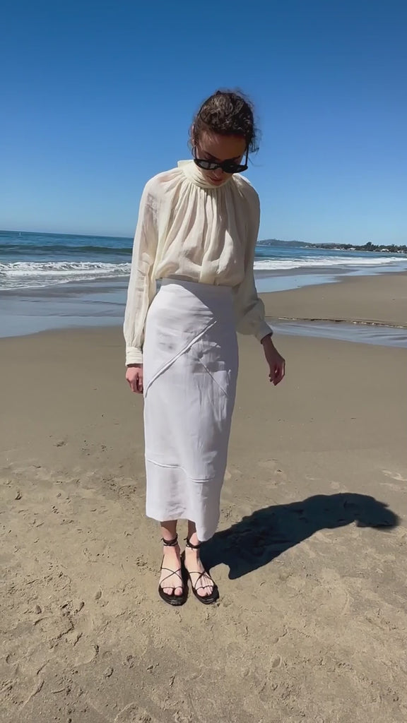 Geometry Skirt -Cream Linen - video - Heidi Merrick
